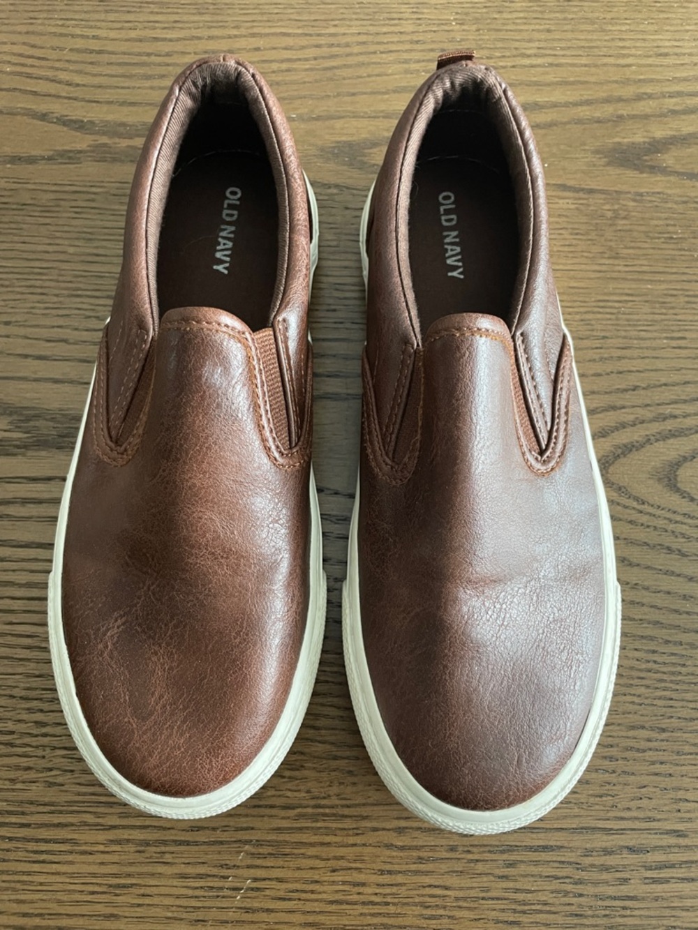 Boys Old Navy Brown Slip-On Sneakers with White Soles